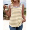 imageZESICA Womens Summer Casual Striped Tank Top Sleeveless Scoop Neck Loose Fit Color Block Tops 2025 Fashion ClothesKhaki