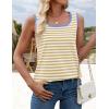 imageZESICA Womens Summer Casual Striped Tank Top Sleeveless Scoop Neck Loose Fit Color Block Tops 2025 Fashion ClothesKhaki