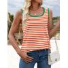 imageZESICA Womens Summer Casual Striped Tank Top Sleeveless Scoop Neck Loose Fit Color Block Tops 2025 Fashion ClothesOrange