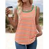 imageZESICA Womens Summer Casual Striped Tank Top Sleeveless Scoop Neck Loose Fit Color Block Tops 2025 Fashion ClothesOrange