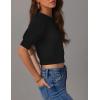 imageZESICA Womens Summer Crop Tops Casual Short Sleeve Crew Neck Ribbed Knit Sweaters 2025 Trendy Clothes OutfitsBlack
