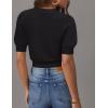 imageZESICA Womens Summer Crop Tops Casual Short Sleeve Crew Neck Ribbed Knit Sweaters 2025 Trendy Clothes OutfitsBlack