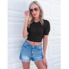 imageZESICA Womens Summer Crop Tops Casual Short Sleeve Crew Neck Ribbed Knit Sweaters 2025 Trendy Clothes OutfitsBlack