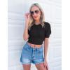 imageZESICA Womens Summer Crop Tops Casual Short Sleeve Crew Neck Ribbed Knit Sweaters 2025 Trendy Clothes OutfitsBlack