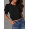 imageZESICA Womens Summer Crop Tops Casual Short Sleeve Crew Neck Ribbed Knit Sweaters 2025 Trendy Clothes OutfitsBlack