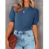 imageZESICA Womens Summer Crop Tops Casual Short Sleeve Crew Neck Ribbed Knit Sweaters 2025 Trendy Clothes OutfitsDark Blue