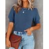 imageZESICA Womens Summer Crop Tops Casual Short Sleeve Crew Neck Ribbed Knit Sweaters 2025 Trendy Clothes OutfitsDark Blue