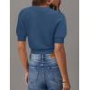 imageZESICA Womens Summer Crop Tops Casual Short Sleeve Crew Neck Ribbed Knit Sweaters 2025 Trendy Clothes OutfitsDark Blue
