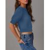imageZESICA Womens Summer Crop Tops Casual Short Sleeve Crew Neck Ribbed Knit Sweaters 2025 Trendy Clothes OutfitsDark Blue