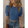 imageZESICA Womens Summer Crop Tops Casual Short Sleeve Crew Neck Ribbed Knit Sweaters 2025 Trendy Clothes OutfitsDark Blue