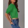 imageZESICA Womens Summer Crop Tops Casual Short Sleeve Crew Neck Ribbed Knit Sweaters 2025 Trendy Clothes OutfitsGreen