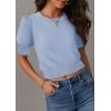 imageZESICA Womens Summer Crop Tops Casual Short Sleeve Crew Neck Ribbed Knit Sweaters 2025 Trendy Clothes OutfitsLight Blue