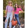 imageZESICA Womens Summer Crop Tops Casual Short Sleeve Crew Neck Ribbed Knit Sweaters 2025 Trendy Clothes OutfitsPurple