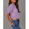 imageZESICA Womens Summer Crop Tops Casual Short Sleeve Crew Neck Ribbed Knit Sweaters 2025 Trendy Clothes OutfitsPurple