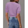 imageZESICA Womens Summer Crop Tops Casual Short Sleeve Crew Neck Ribbed Knit Sweaters 2025 Trendy Clothes OutfitsPurple