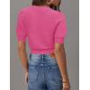 imageZESICA Womens Summer Crop Tops Casual Short Sleeve Crew Neck Ribbed Knit Sweaters 2025 Trendy Clothes OutfitsRose