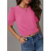 imageZESICA Womens Summer Crop Tops Casual Short Sleeve Crew Neck Ribbed Knit Sweaters 2025 Trendy Clothes OutfitsRose
