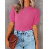 imageZESICA Womens Summer Crop Tops Casual Short Sleeve Crew Neck Ribbed Knit Sweaters 2025 Trendy Clothes OutfitsRose