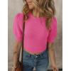 imageZESICA Womens Summer Crop Tops Casual Short Sleeve Crew Neck Ribbed Knit Sweaters 2025 Trendy Clothes OutfitsRose