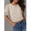 imageZESICA Womens Summer Crop Tops Casual Short Sleeve Crew Neck Ribbed Knit Sweaters 2025 Trendy Clothes OutfitsSandy