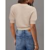 imageZESICA Womens Summer Crop Tops Casual Short Sleeve Crew Neck Ribbed Knit Sweaters 2025 Trendy Clothes OutfitsSandy