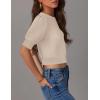 imageZESICA Womens Summer Crop Tops Casual Short Sleeve Crew Neck Ribbed Knit Sweaters 2025 Trendy Clothes OutfitsSandy