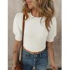 imageZESICA Womens Summer Crop Tops Casual Short Sleeve Crew Neck Ribbed Knit Sweaters 2025 Trendy Clothes OutfitsWhite