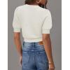 imageZESICA Womens Summer Crop Tops Casual Short Sleeve Crew Neck Ribbed Knit Sweaters 2025 Trendy Clothes OutfitsWhite