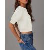 imageZESICA Womens Summer Crop Tops Casual Short Sleeve Crew Neck Ribbed Knit Sweaters 2025 Trendy Clothes OutfitsWhite