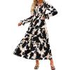 imageZESICA Womens Fall Long Sleeve Floral Boho Dress 2025 Casual V Neck ALine Flowy Wedding Guest Maxi DressesBlack