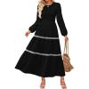 imageZESICA Womens Fall Long Sleeve Maxi Dresses 2025 Casual Crewneck Smocked A Line Tiered Flowy Wedding Guest Long DressBlack