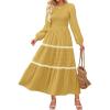imageZESICA Womens Fall Long Sleeve Maxi Dresses 2025 Casual Crewneck Smocked A Line Tiered Flowy Wedding Guest Long DressYellow
