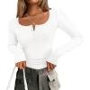 imageZESICA Womens Long Sleeve Button Ribbed Shirts Spring Scoop Neck Casual Henly TopsWhite