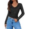 imageZESICA Womens Long Sleeve Floral Tops Cowl Neck Slim Fit Going Out Shirts 2025 Fall Fashion Outfits ClothesBlack