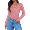 imageZESICA Womens Long Sleeve Floral Tops Cowl Neck Slim Fit Going Out Shirts 2025 Fall Fashion Outfits ClothesPink