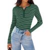 imageZESICA Womens Long Sleeve Striped Shirts V Neck Button Up Sweater Casual Loose Basic Tops Trendy Spring ClothesGreen