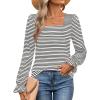 imageZESICA Womens Puff Long Sleeve Square Neck Shirts Fall Causal Trendy Tunic TopsWhite