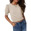imageZESICA Womens Summer Crop Tops Casual Short Sleeve Crew Neck Ribbed Knit Sweaters 2025 Trendy Clothes OutfitsSandy