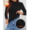 imageZESICA Womens Fleece Sherpa Lined Sweater 2025 Winter Thermal Shirts Long Sleeve Mock Neck Slim Fitted Pullover TopsBlack