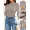 imageZESICA Womens Fleece Sherpa Lined Sweater 2025 Winter Thermal Shirts Long Sleeve Mock Neck Slim Fitted Pullover TopsOats