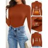 imageZESICA Womens Fleece Sherpa Lined Sweater 2025 Winter Thermal Shirts Long Sleeve Mock Neck Slim Fitted Pullover TopsRust