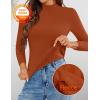 imageZESICA Womens Fleece Sherpa Lined Sweater 2025 Winter Thermal Shirts Long Sleeve Mock Neck Slim Fitted Pullover TopsRust