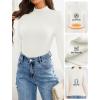 imageZESICA Womens Fleece Sherpa Lined Sweater 2025 Winter Thermal Shirts Long Sleeve Mock Neck Slim Fitted Pullover TopsWhite