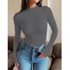 imageZESICA Womens Long Sleeve Mock Neck Shirts 2025 Fall Winter Thermal Casual Slim Fit Pullover TopsDark Grey