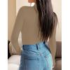 imageZESICA Womens Long Sleeve Mock Neck Shirts 2025 Fall Winter Thermal Casual Slim Fit Pullover TopsKhaki