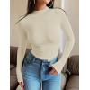 imageZESICA Womens Long Sleeve Mock Neck Shirts 2025 Fall Winter Thermal Casual Slim Fit Pullover TopsOat
