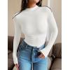 imageZESICA Womens Long Sleeve Mock Neck Shirts 2025 Fall Winter Thermal Casual Slim Fit Pullover TopsWhite