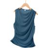 imageZESICA Womens Mesh Tank Top Summer Sleeveless High Neck Ruched Slim Fitted Casual Tee ShirtsDarkblue
