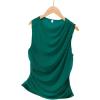 imageZESICA Womens Mesh Tank Top Summer Sleeveless High Neck Ruched Slim Fitted Casual Tee ShirtsTealgreen
