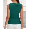 imageZESICA Womens Mesh Tank Top Summer Sleeveless High Neck Ruched Slim Fitted Casual Tee ShirtsTealgreen
